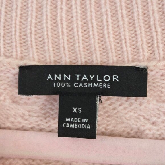Ann Taylor Pink 100% Cashmere Cable Knit Mock Neck Sweater 2024 Size XS - Picture 5 of 7